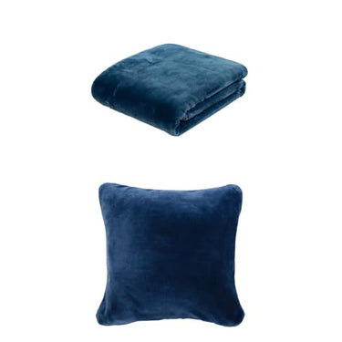 Gözze Premium Cashmere-Feeling Decke und 2er Set Cashmere-Feeling Kissen, 220x240 cm + 50x50 cm, Farbe: blau im Sale